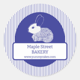 Osterhase auf blauem Streifen - Business-Label Runder Aufkleber