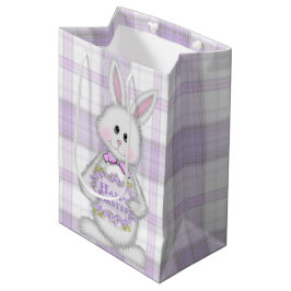 Osterhase auf dem Lavendel Kariert Mittlere Geschenktüte