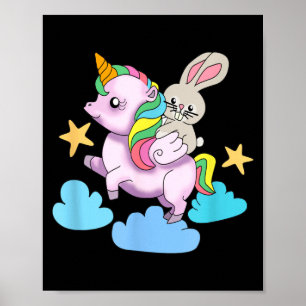 Osterhase auf einem Einhorn Mädchen T-Shirt.png Poster