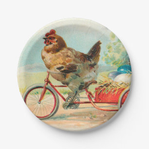 Osterhase auf einem Fahrrad Osterei Pappteller