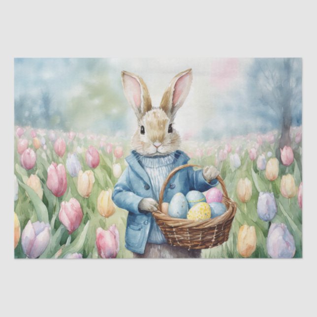 Osterhase auf einer Wiese Seidenpapier (Vorderseite)