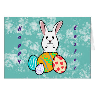 Osterhase auf Ostereiern