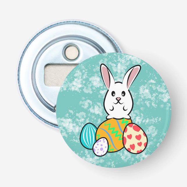 Osterhase auf Ostereiern Flaschenöffner (Vorderseite)