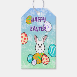 Osterhase auf Ostereiern Geschenkanhänger