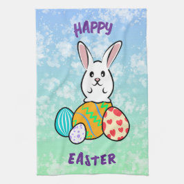 Osterhase auf Ostereiern Geschirrtuch