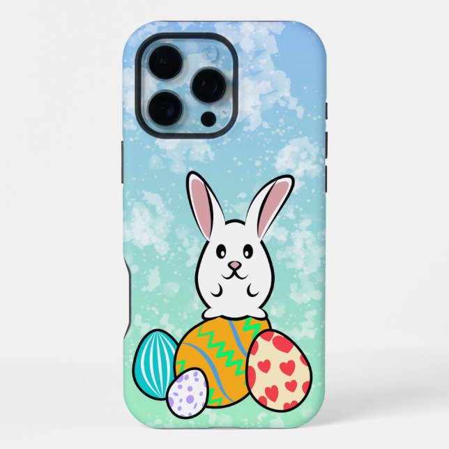 Osterhase auf Ostereiern iPhone Hülle (Rückseite)