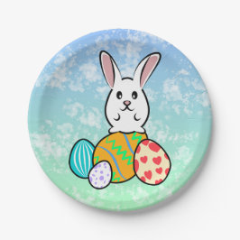 Osterhase auf Ostereiern Pappteller