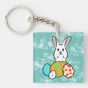 Osterhase auf Ostereiern Schlüsselanhänger
