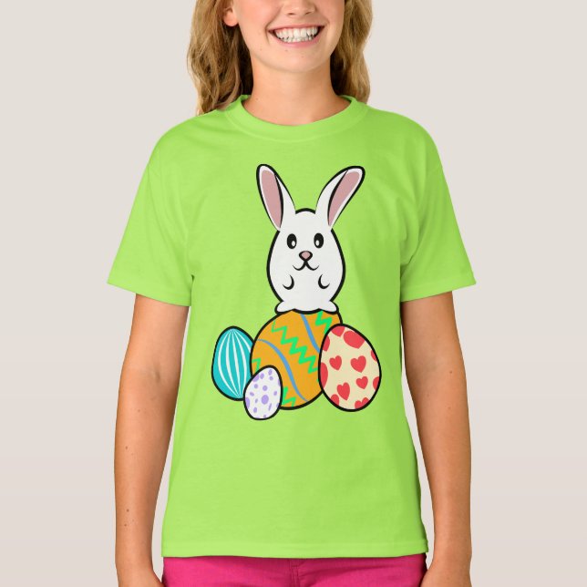 Osterhase auf Ostereiern T-Shirt (Vorderseite)