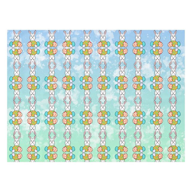 Osterhase auf Ostereiern Tischdecke (Vorderseite (Horizontal))