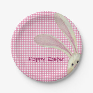Osterhase auf Pink Gingham Pappteller