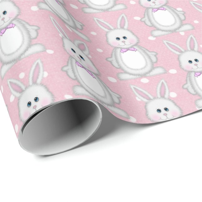 Osterhase auf Polka-Punkten Geschenkpapier (Rolleneckpunkt)