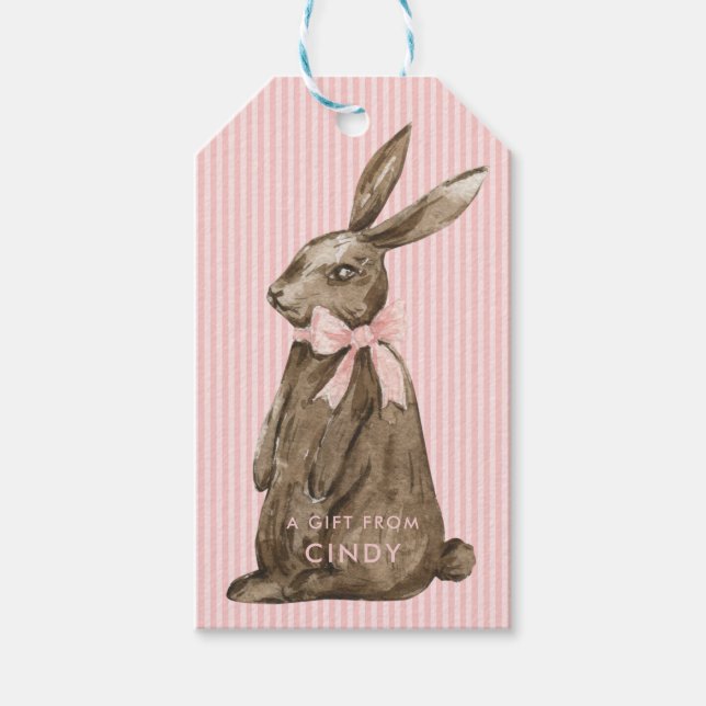Osterhase aus Schokolade Geschenkanhänger (Vorderseite)