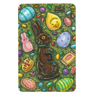 OSTERHASE AUS SCHOKOLADE, KÜKEN, EIER, JELLY BEANS MAGNET