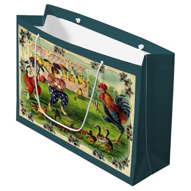 Osterhase Baseball Grußkarte Große Geschenktüte (Vorderseite Schrägansicht)