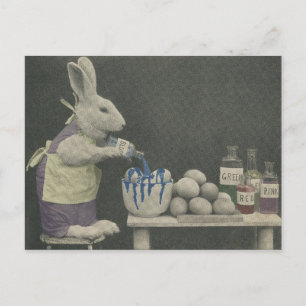 Osterhase beim Eiersterben Feiertagspostkarte