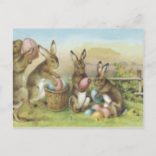 Osterhase Bemaltes gefärbtes Ei Feld Feiertagspostkarte