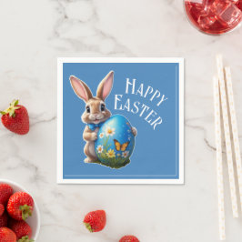 Osterhase blauer Schleife - Serviette