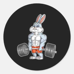 Osterhase Bodybuilding Fitnessstudio Fitness Worko Runder Aufkleber