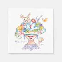 Osterhase Bonnet Hübsche Lady Napkins