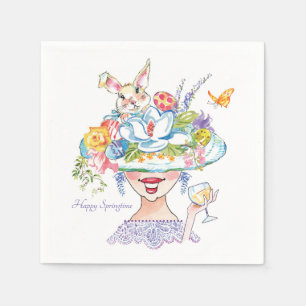 Osterhase Bonnet Hübsche Lady Napkins Serviette