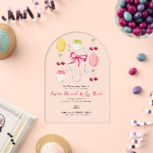 Osterhase Brunch Egg Hunt Cherry Coquette Bow Acryleinladungen