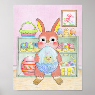 Osterhase Bunte Eier Süße Kinder Poster