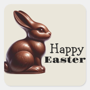 Osterhase Chocolate Bunny Rabbit Quadratischer Aufkleber