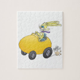 Osterhase, der ein Osterei fährt! .jpg Puzzle