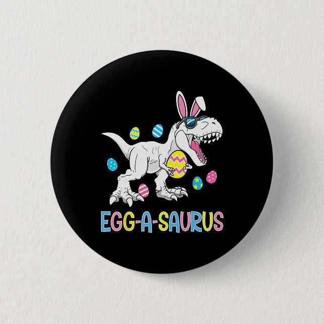 Osterhase Dinosaurier Ei A Saurus Trex Kinder Jung Button (Vorderseite)
