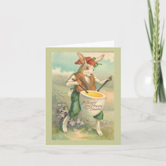 Osterhase Drummer Vintage Landschaft Feiertagskarte