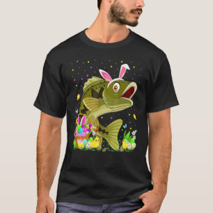 Osterhase Ei Jagd Gestreifter Bass Fisch Ostern T-Shirt