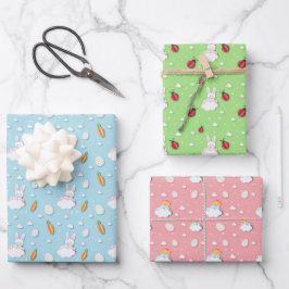 Osterhase, Ei, Karotten & Ladybug Wrapping Paper Geschenkpapier Set