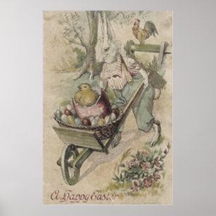 Osterhase Ei Küken Hahn Landwirt Poster