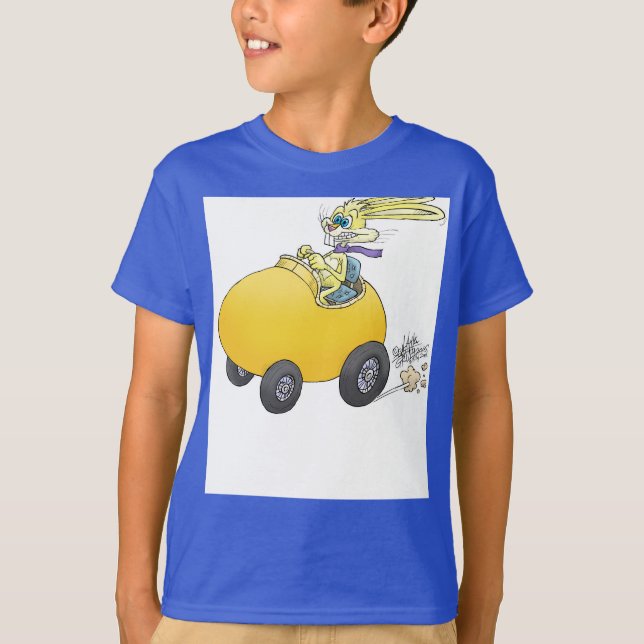 Osterhase, Eier fahren. T-Shirt (Vorderseite)