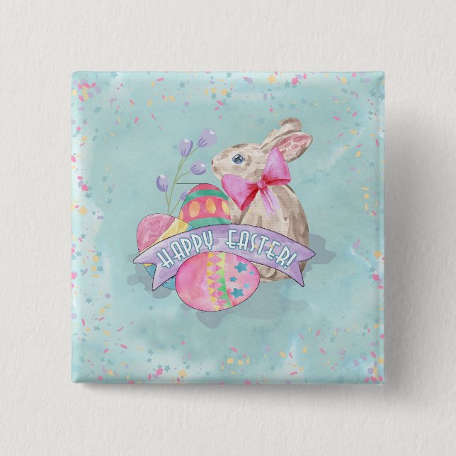 Osterhase, Eier und Confetti ID377 Button (Vorderseite)