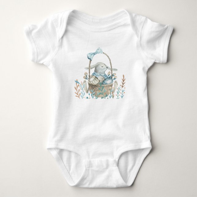 Osterhase, Eier und Korb Baby Strampler (Vorderseite)