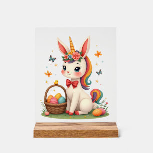 Osterhase Einhorn Vintage Pastell Blumen Cartoon Acrylschild
