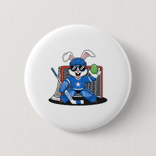 Osterhase Eishockey Torwart Männer Jungen Kinder K Button
