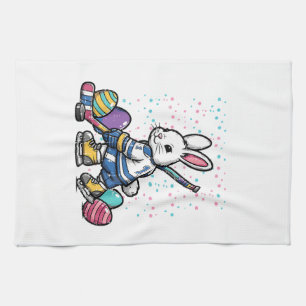 Osterhase Eishockeyspieler Eier Kaninchen Jungen K Geschirrtuch