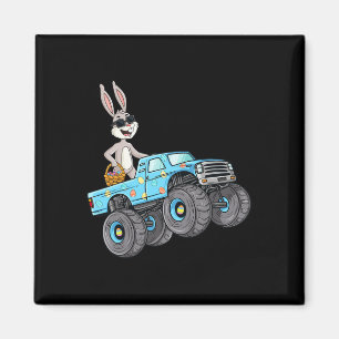 Osterhase fährt Monstertruck Spaß Jungen Mädchen  Magnet