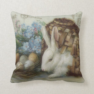 Osterhase Farbige Bemalte Eier Körbchen Vergissmei Kissen