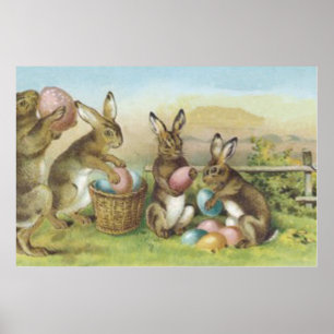 Osterhase Farbige Gemalte Ei Feld Poster