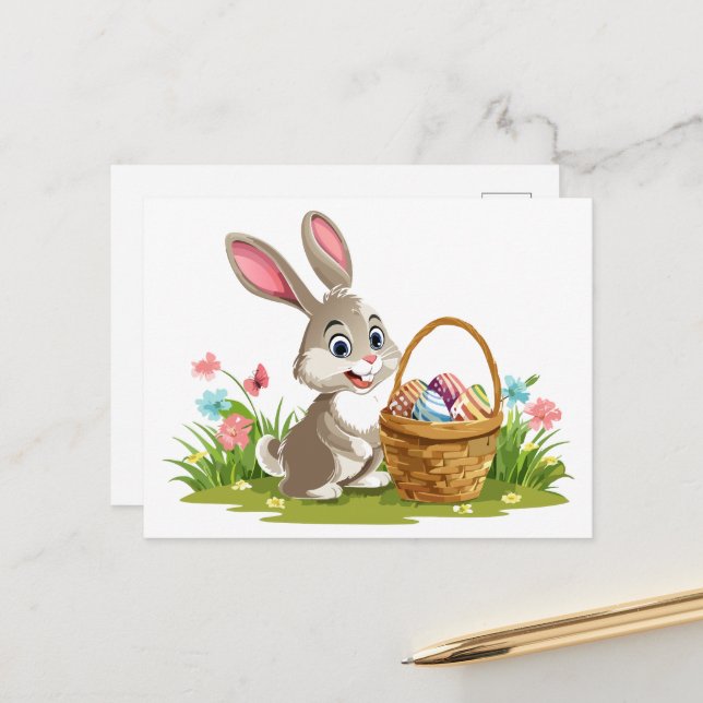 Osterhase Feiertagspostkarte (Vorderseite/Rückseite Beispiel)