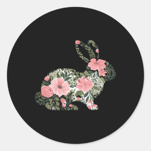 Osterhase Floral Frühling Hase Süßer Hase Frauen Runder Aufkleber