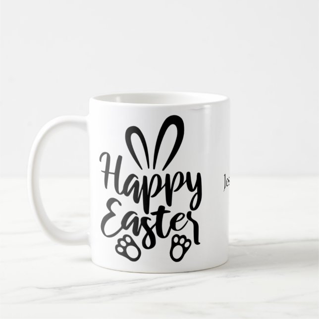 Osterhase Foto Schwarz-Weiß-Tasse anpassen Kaffeetasse (Links)