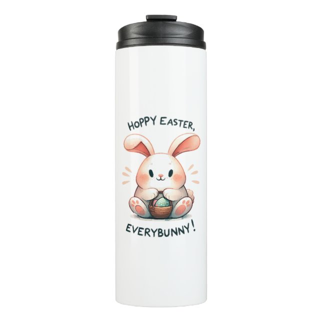 Osterhase Frohe Ostern, alle Häschen! Thermosbecher (Vorderseite)