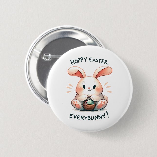 Osterhase Frohe Ostern, alle Hasen! Button (Vorne & Hinten)