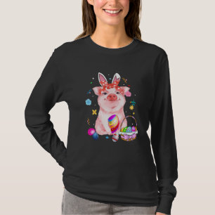 Osterhase Frühling Schwein Schleife Ei Jagd Korb c T-Shirt