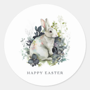 Osterhase Frühlingsblumen Wasserfarbe Personalisie Runder Aufkleber